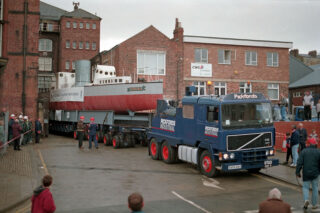 Pickfords Heavy Haulage, Turbinia, Discovery Museum, London Science Museum, Scammell Highwayman, Nicolas modular trailer, six-bed-six, Volvo F12, Quinton Wright, George Nairn, Jon Harle, Peter Nassau, Charles Parsons, Parsons Marine Steam Turbine Company